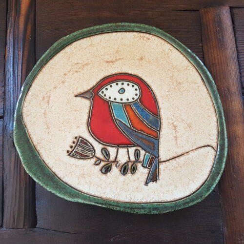 Patera ceramiczna - "Ptak na gałęzi"