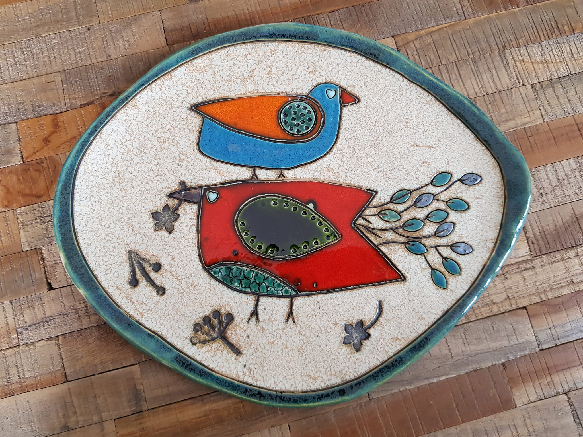 Patera ceramiczna - "Dwa ptaki" (2)