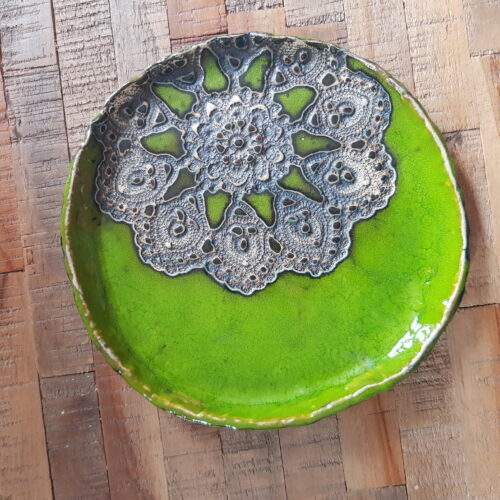 Patera z koronką - zielona