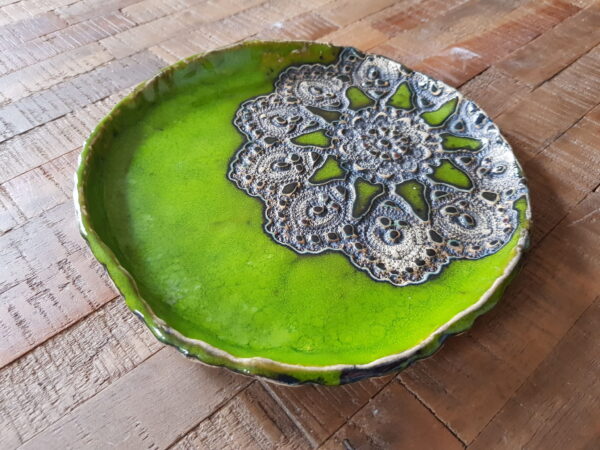 Patera z koronką - zielona