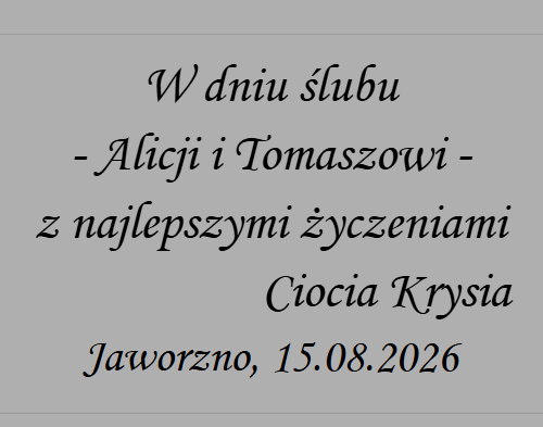 Personalizowana etykieta z życzeniami