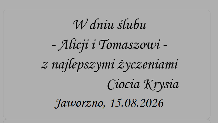 Personalizowana etykieta z życzeniami